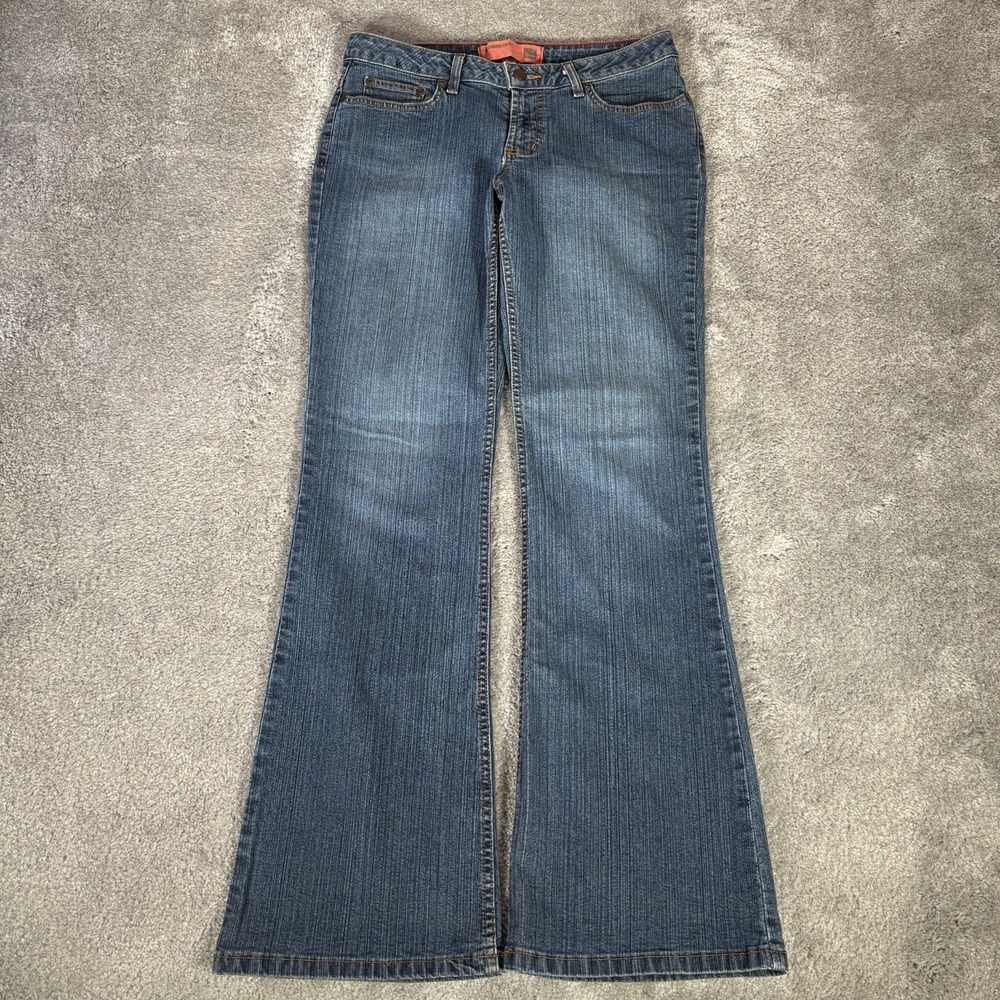 Mossimo Jeans Womens 9 Low Rise Flared Bootcut Blue Denim Stretch Western Y2K